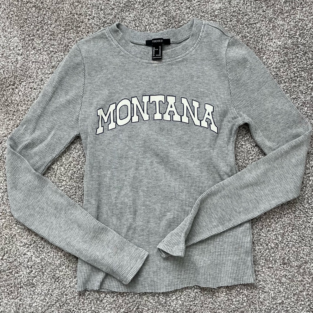 Gray Thermal Long Sleeve 'Montana' Top Size XS